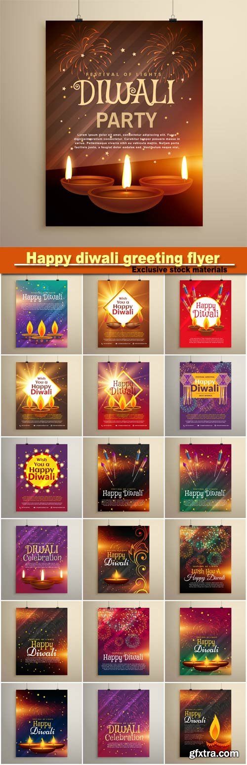 Happy diwali greeting flyer design