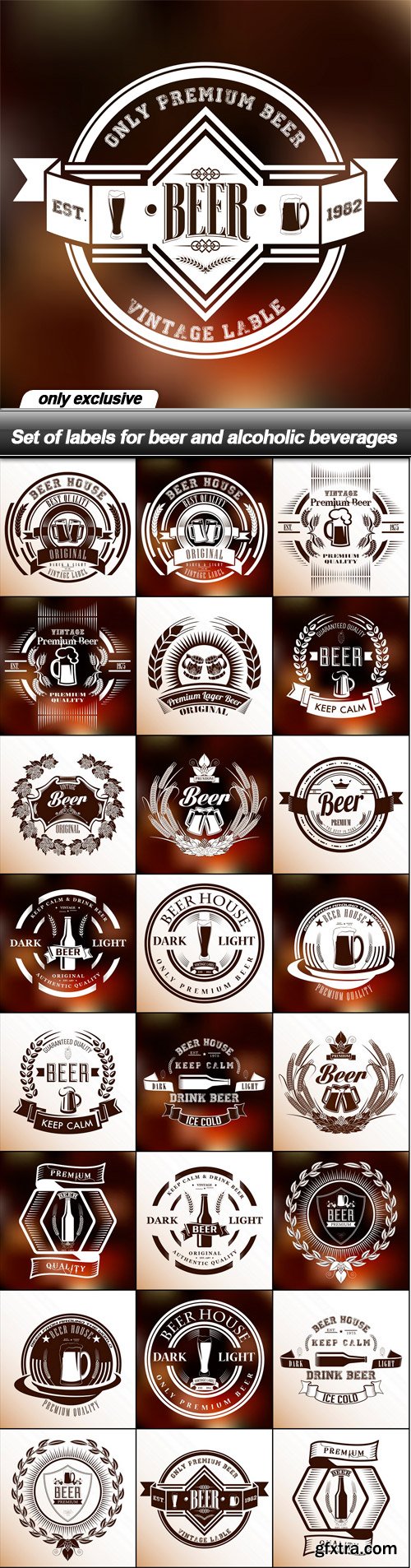 Set of labels for beer and alcoholic beverages - 25 EPS
