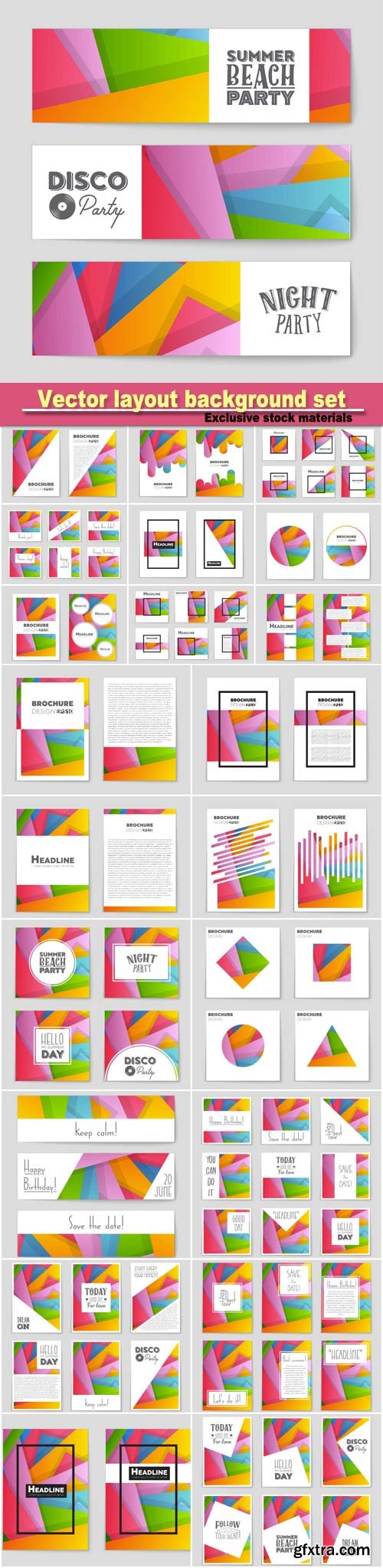 Abstract vector layout background set, art template design, list, page, mockup brochure