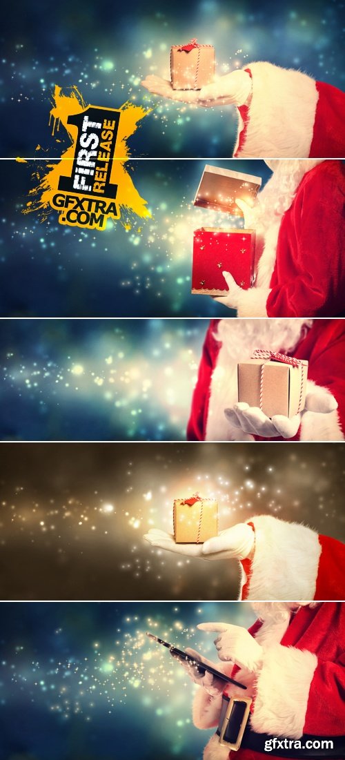 Stock Photo - Santa Claus holding Gift