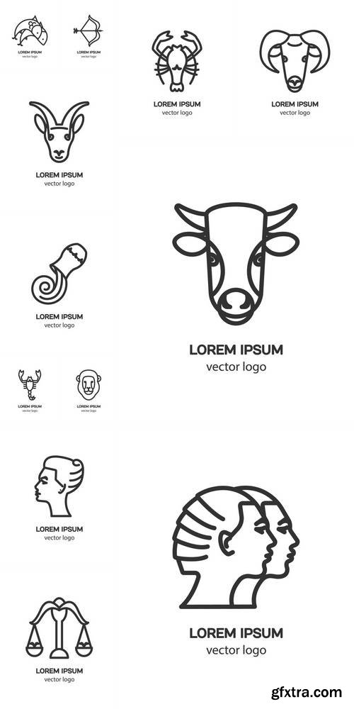Zodiac Signs Vector Logo Design Template