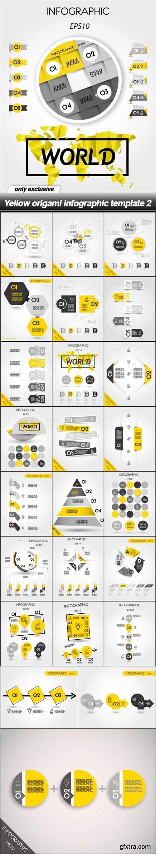 Yellow origami infographic template 2 - 25 EPS