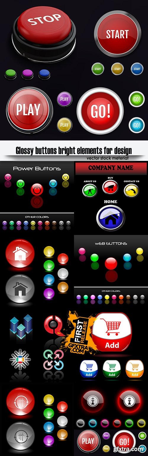 Glossy buttons bright elements for design