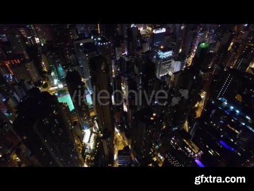 Aerial View Of City At Night - Stock Video Footage