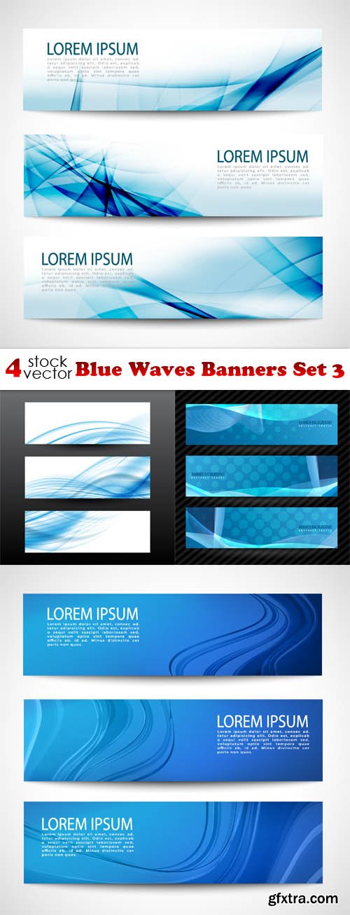 Vectors - Blue Waves Banners Set 3