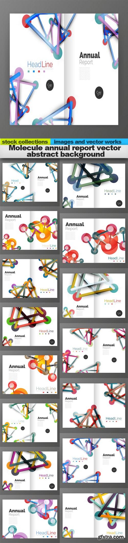 Molecule annual report vector abstract background, 15 x EPS