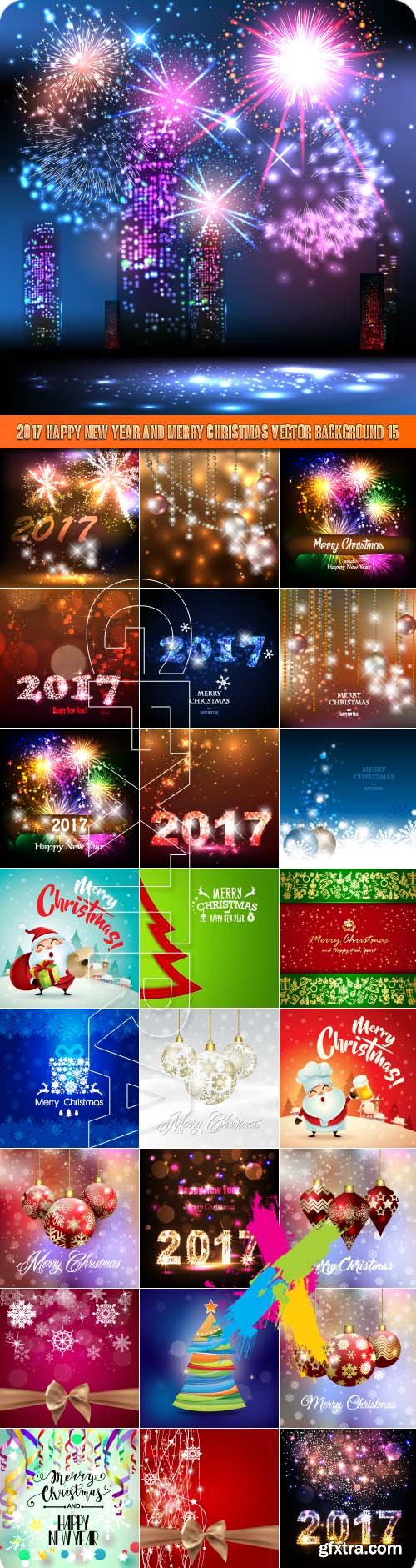 2017 Happy New Year and Merry Christmas vector background 15
