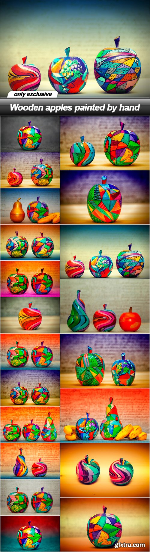 Wooden apples painted by hand - 20 UHQ JPEG