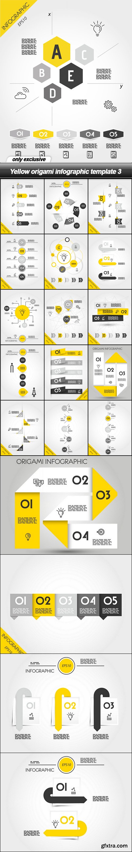 Yellow origami infographic template 3 - 20 EPS