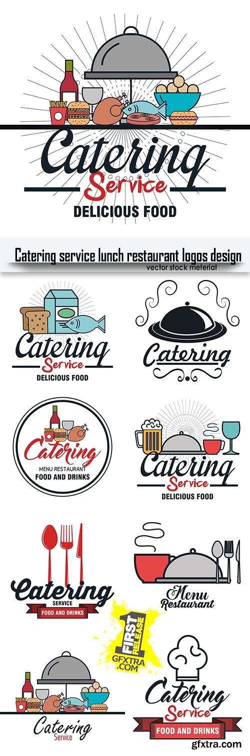 Catering service lunch restaurant logos design