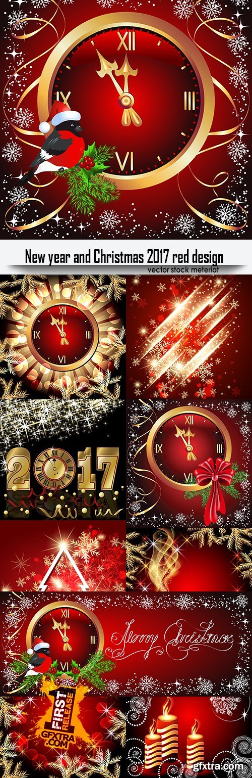 New Year and Christmas 2017 red design