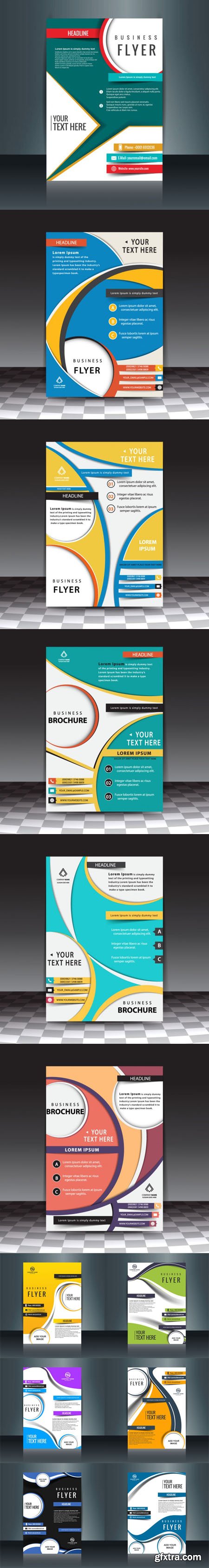 12 Colorful Business Brochures Templates in Vector