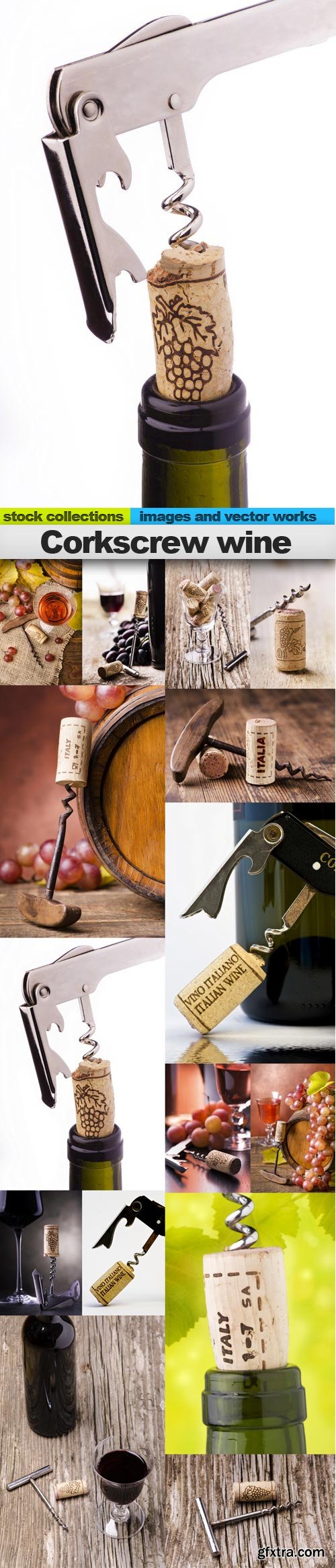 Corkscrew wine, 15 x UHQ JPEG