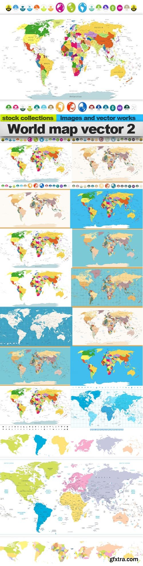 World map vector 2, 15 x EPS