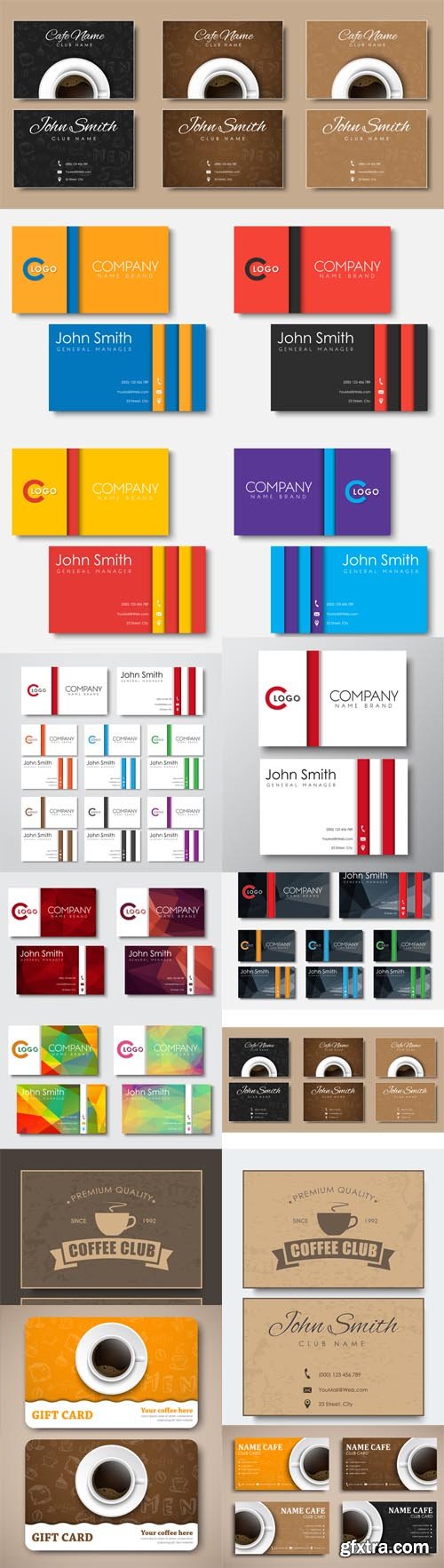 Vector Set - Business Cards Templates in the Style of the Material Design