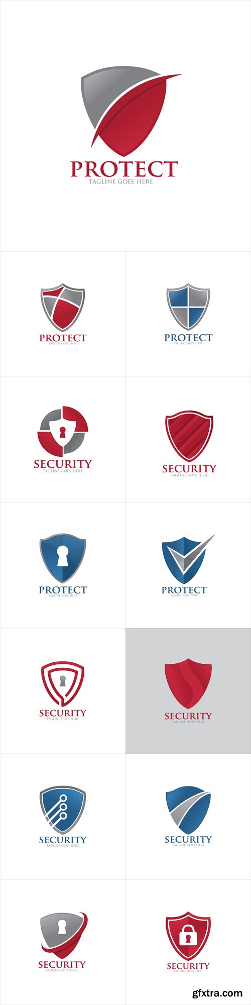 Vector Set - Shield Protection Security Logo Icon