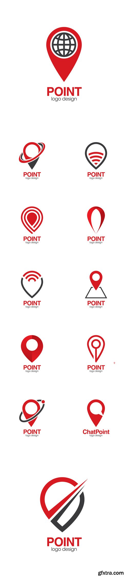 Vector Set - Point Creative Concept Logo Design Template