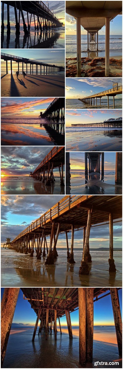 Imperial Beach Pier at Sunset Southern California United State - 10xUHQ JPEG Photo Stock