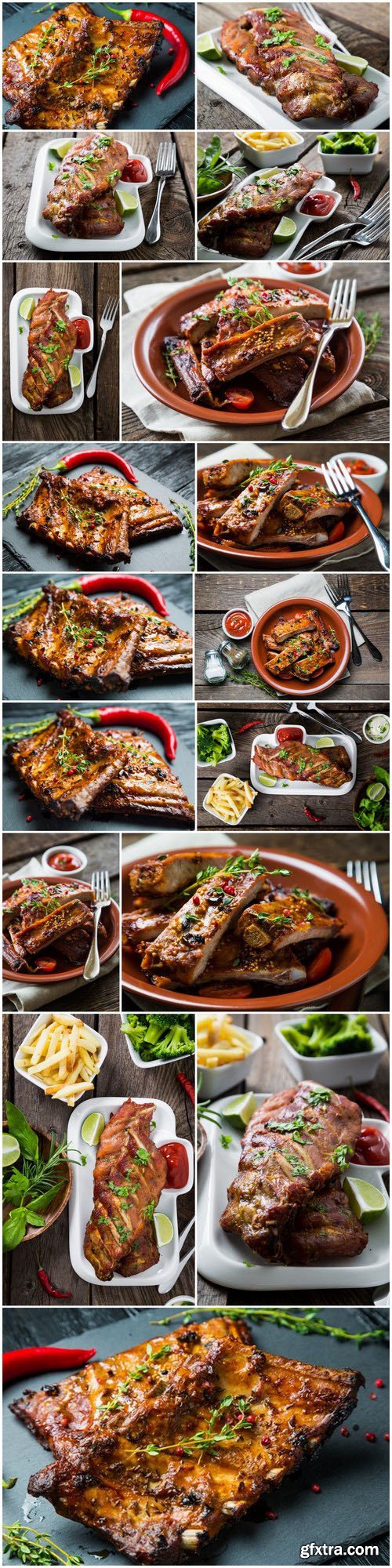 Appetizing grilled ribs - 17xUHQ JPEG Photo Stock