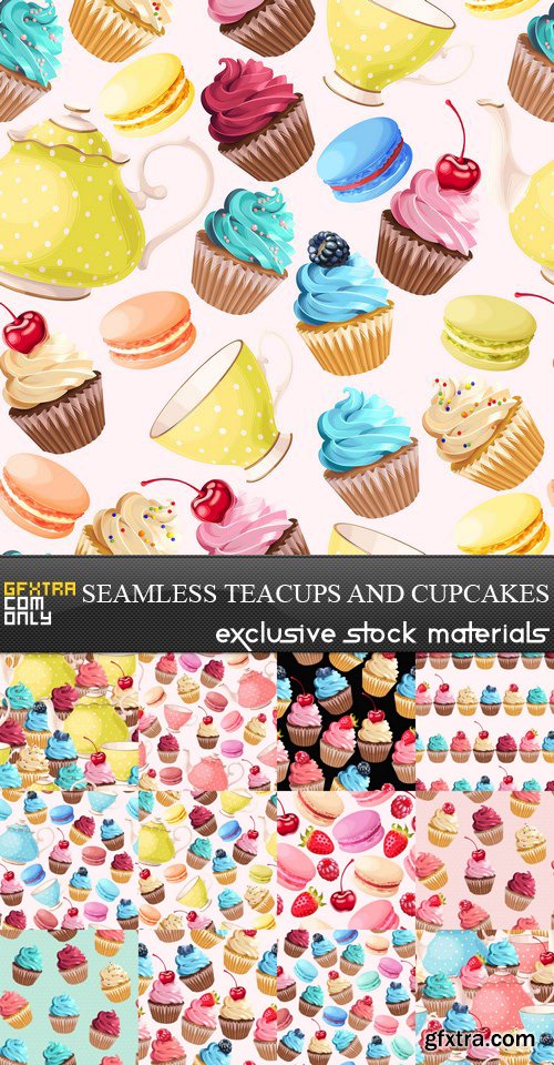Seamless Teacups and Cupcakes - 12 EPS