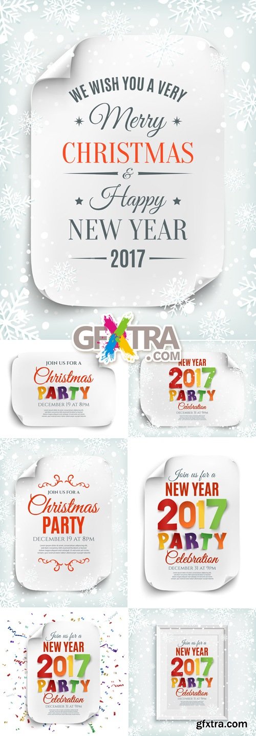 Christmas & New Year Posters Vector