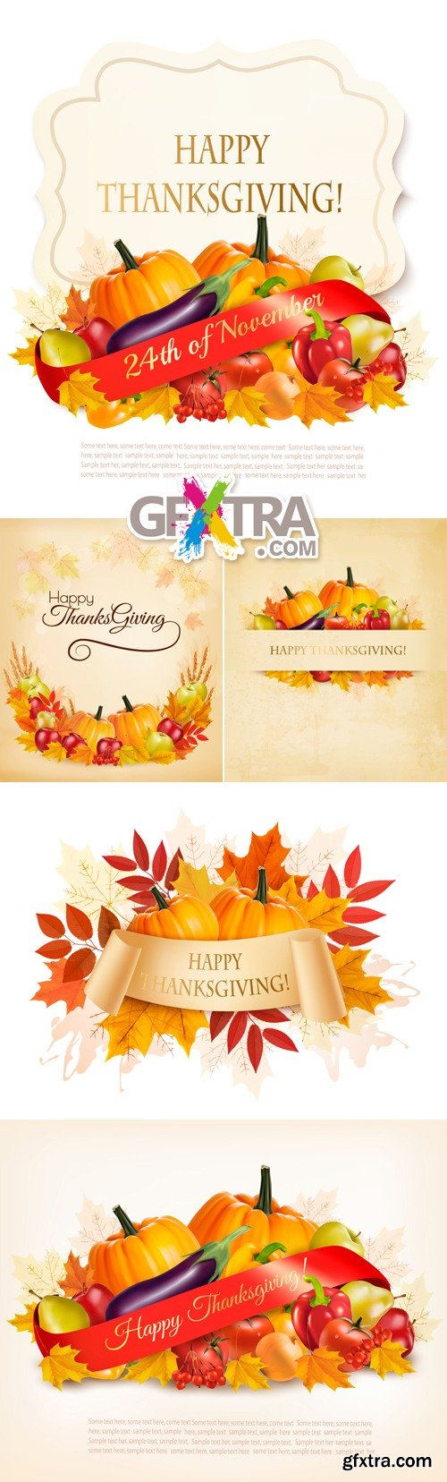 Thanksgiving Day Cards Vector