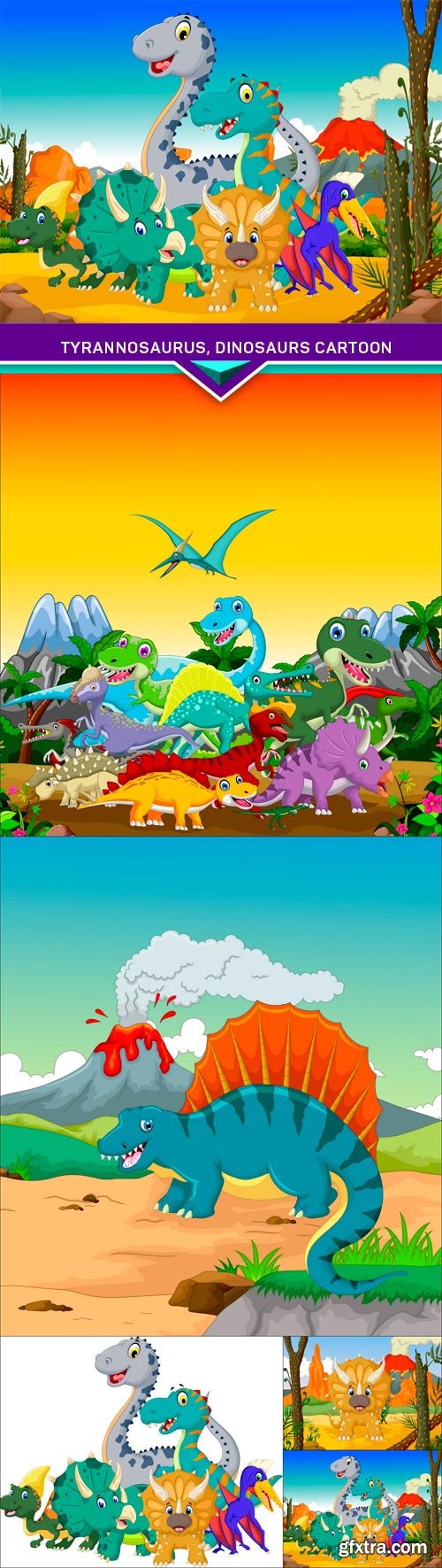 Tyrannosaurus, dinosaurs cartoon 6X JPEG
