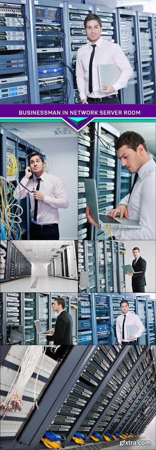 Businessman in network server room 7X JPEG