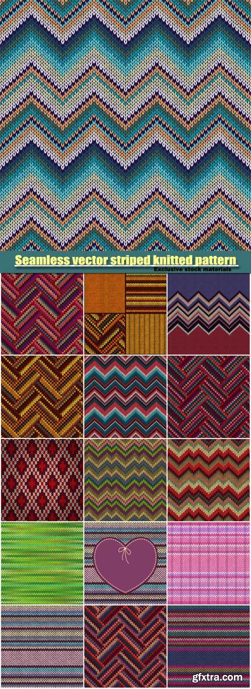 Seamless vector color striped knitted pattern