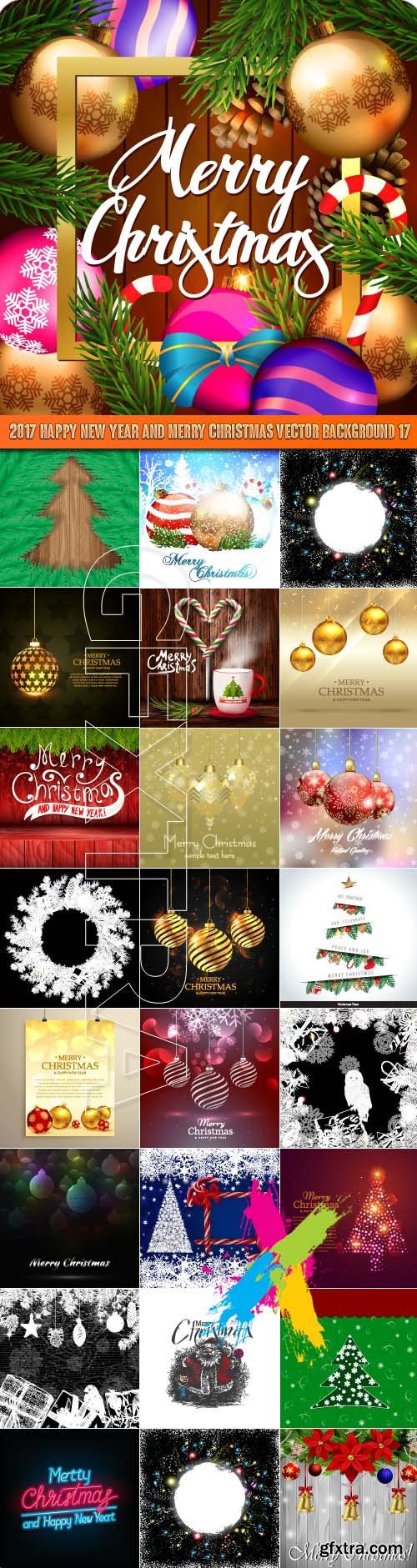 2017 Happy New Year and Merry Christmas vector background 17