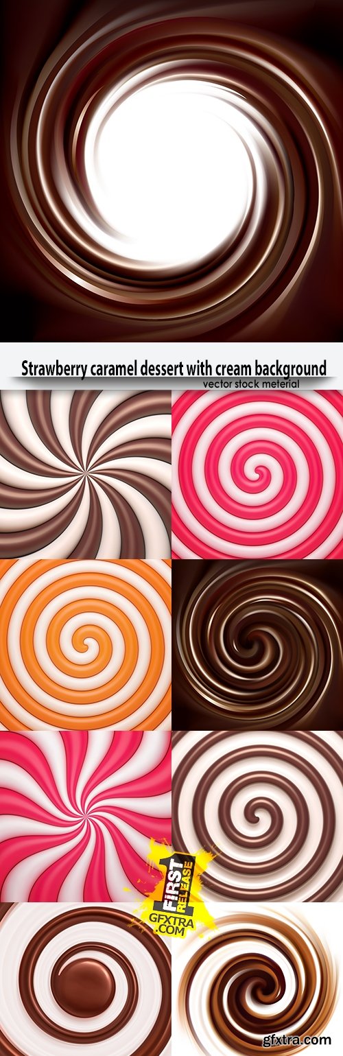 Strawberry caramel dessert with cream background