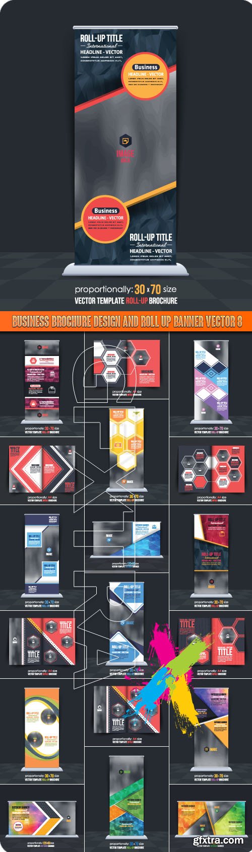 Business Brochure Design and Roll up banner vector 8