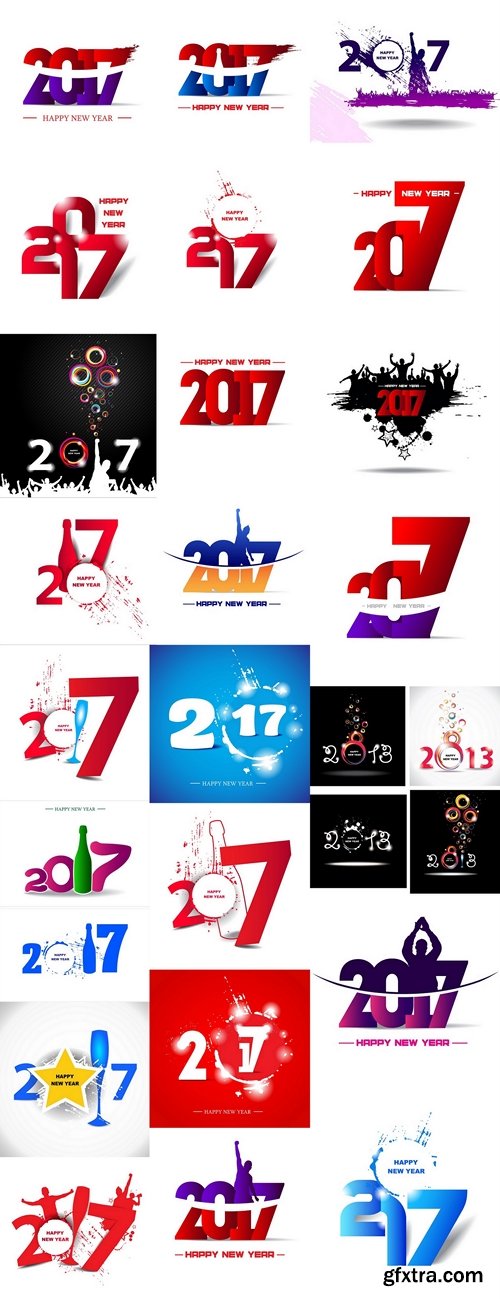 Abstract poster. New year 2017 in white background