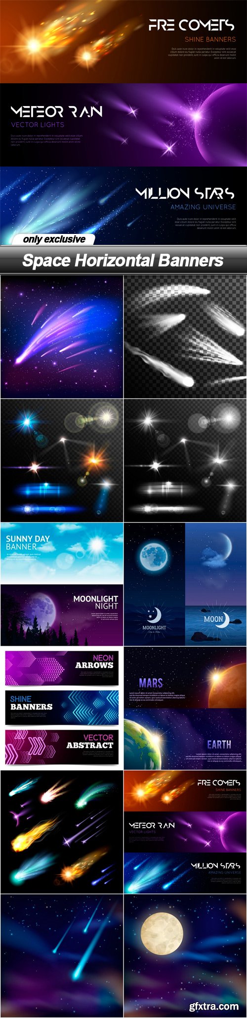 Space Horizontal Banners - 12 EPS