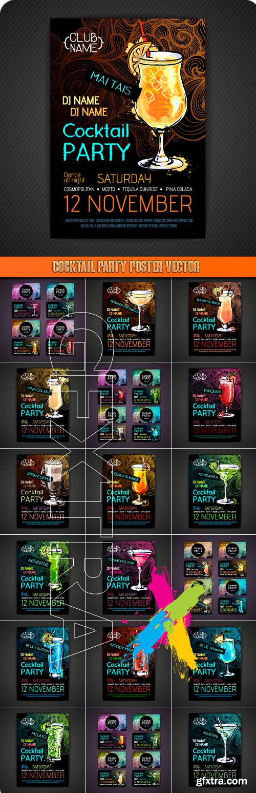 Cocktail party poster vector