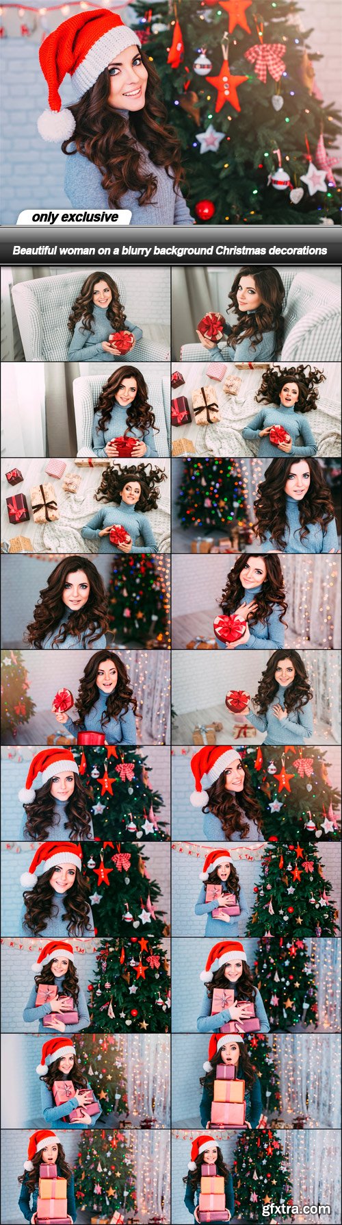 Beautiful woman on a blurry background Christmas decorations - 20 UHQ JPEG