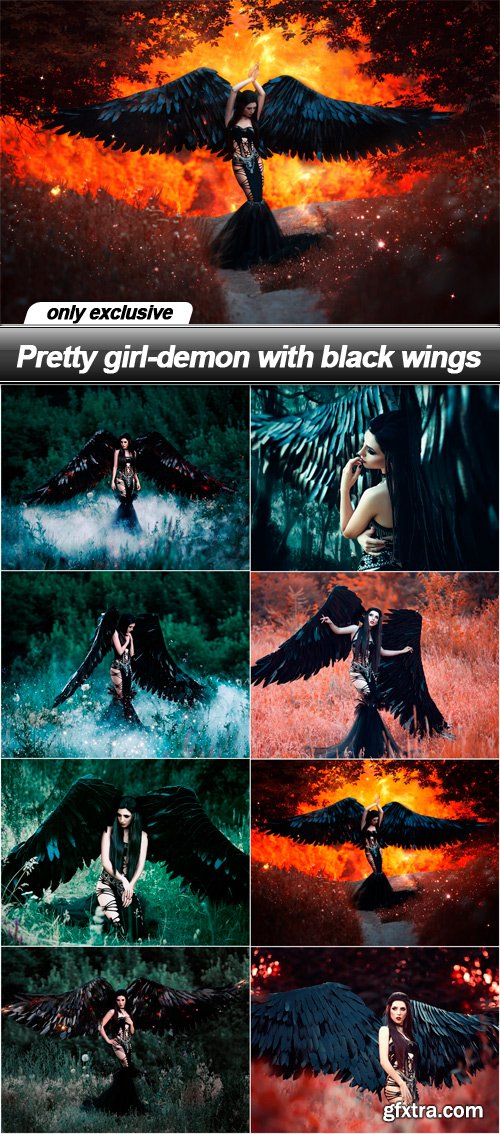 Pretty girl-demon with black wings - 8 UHQ JPEG