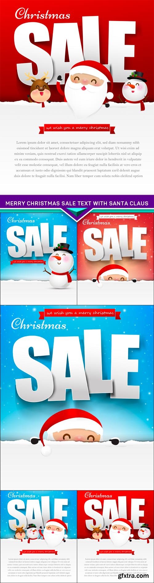 Merry christmas sale text with santa claus 5X EPS