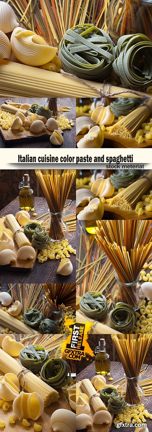 Italian cuisine color paste and spaghetti