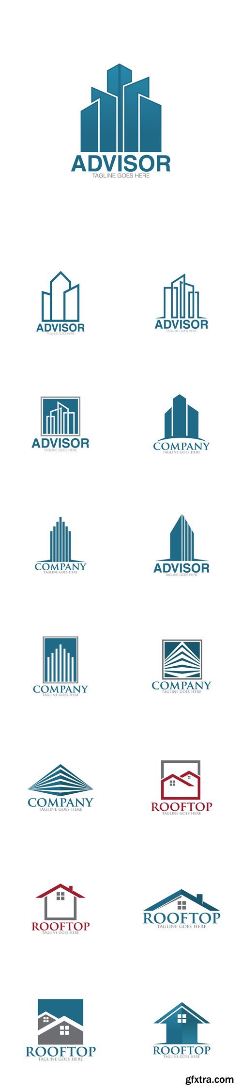 Vector Set - Building Advisor and Home Roof Top Logos