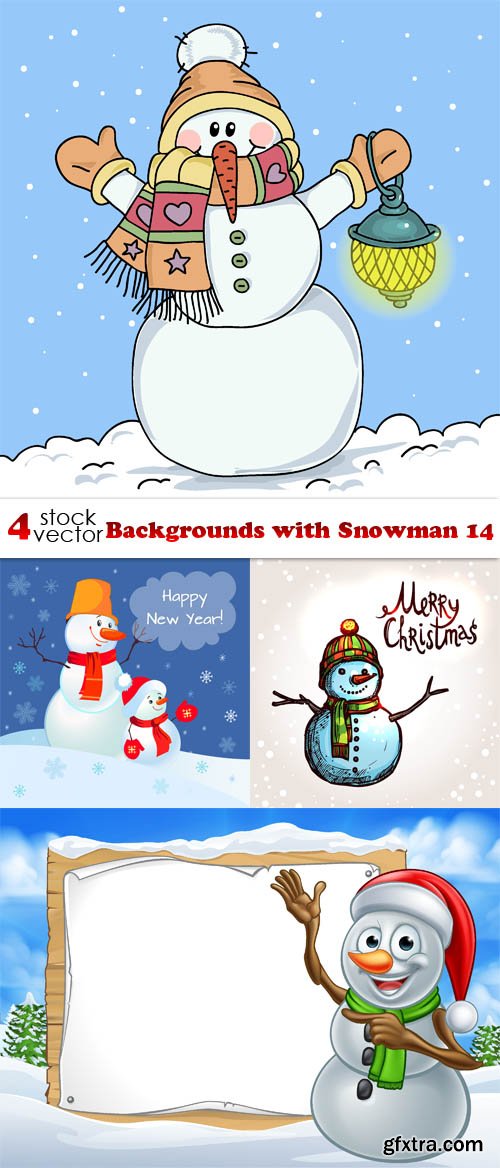 Vectors - Backgrounds with Snowman 14