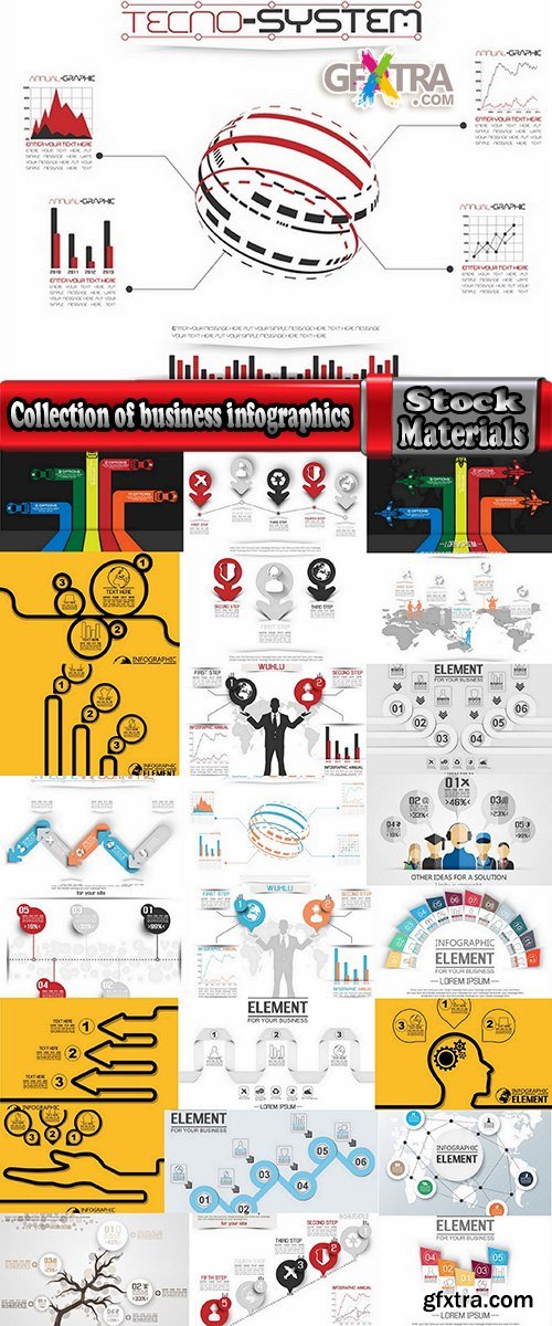 Collection of business infographics template is an example of a web site is a step by step calculation 5-25 EPS