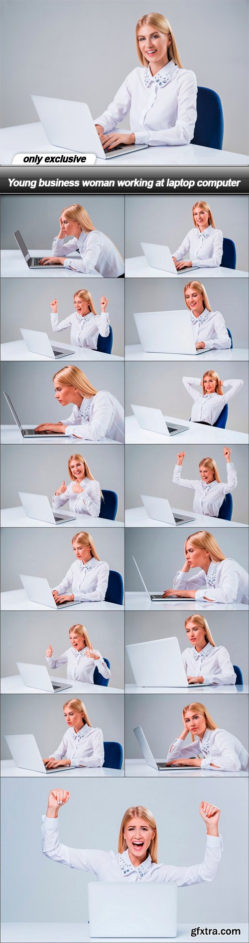 Young business woman working at laptop computer - 15 UHQ JPEG