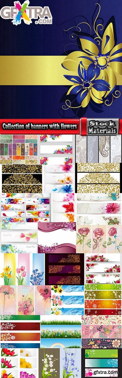 Collection of banners with flowers pattern example 25 EPS
