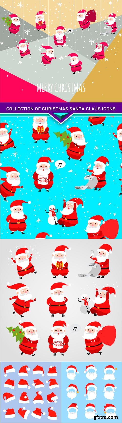 Collection of christmas santa claus icons 5X EPS