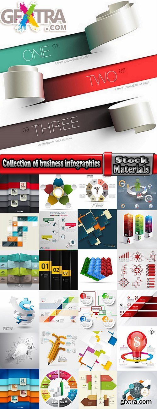Collection of business infographics template is an example of a web site is a step by step calculation 6-25 EPS