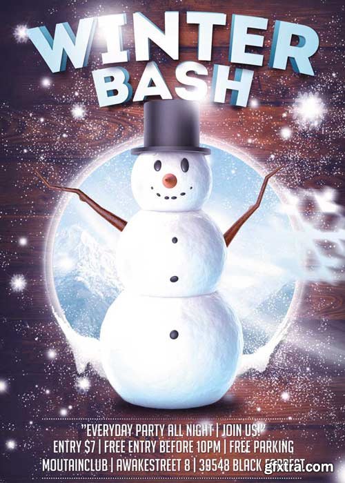 Winter Snowman Bash Flyer V1 Template