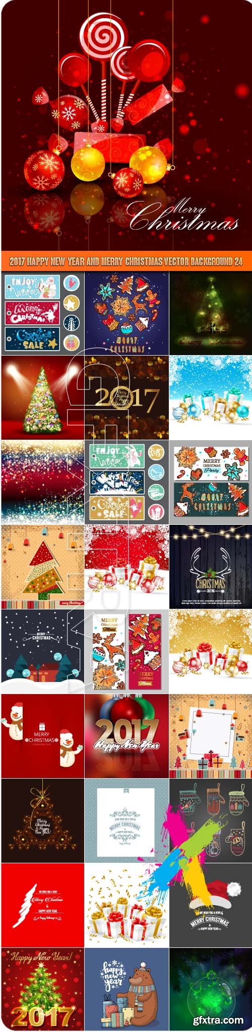 2017 Happy New Year and Merry Christmas vector background 24