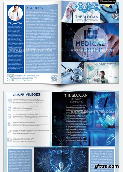 Medicine V1 Premium Bi-Fold PSD Brochure Template
