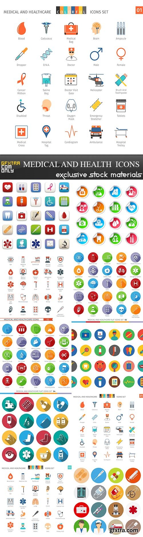 Medical and Health Icons, 10 x EPS